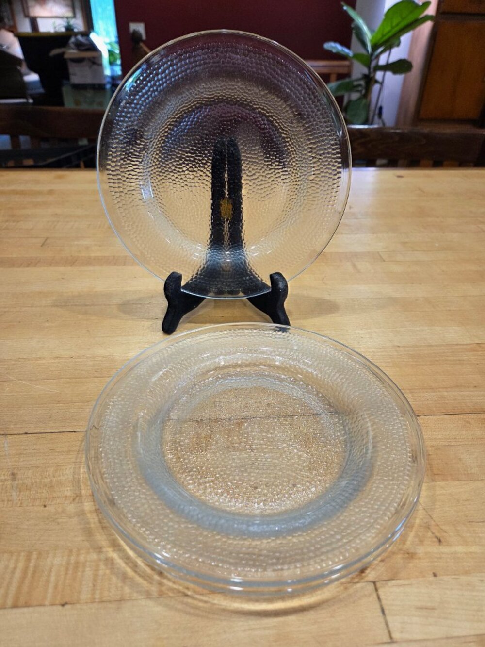 Vintage Indiana Glass Crystal Ice Salad Plates Set of 3 Clear Pebbled MCM - Picture 4 of 5